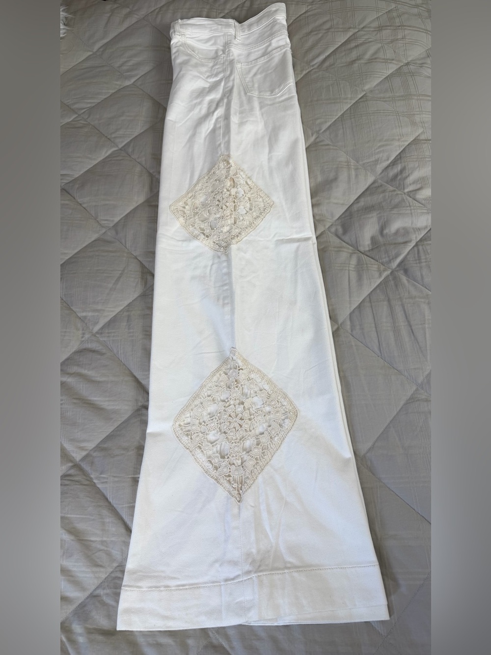 NWOT Liu Jo Better Denim Wide Leg Lace Insert Jeans Ivory Size 25 - Picture 6 of 16